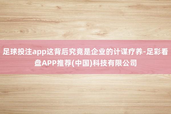 足球投注app这背后究竟是企业的计谋疗养-足彩看盘APP推荐(中国)科技有限公司